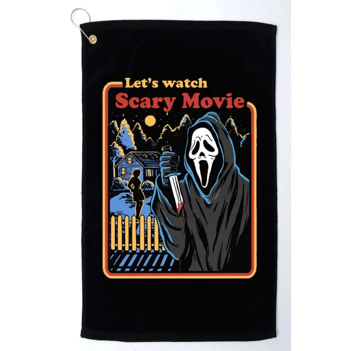 Let's Watch A Scary Movie Funny Halloween Platinum Collection Golf Towel