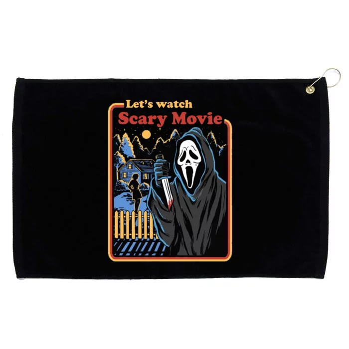 Let's Watch A Scary Movie Funny Halloween Grommeted Golf Towel