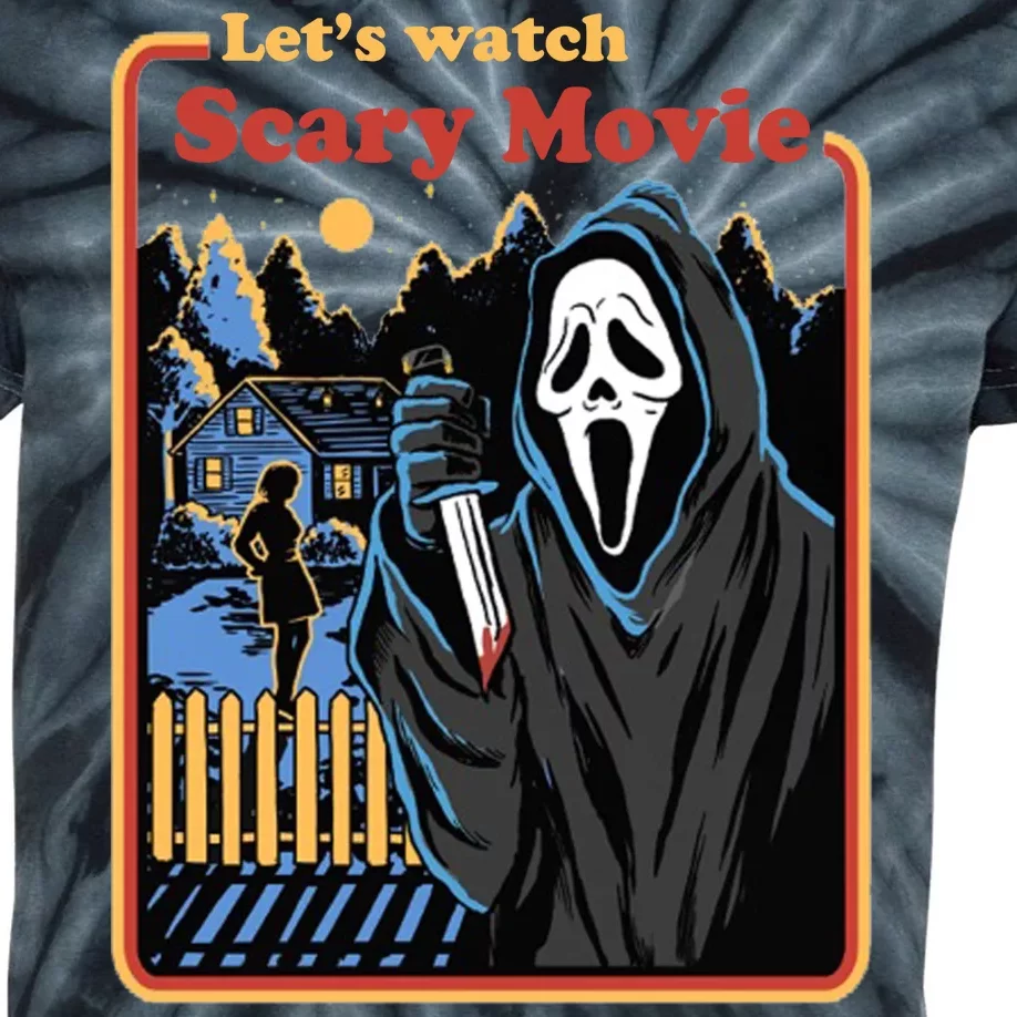 Let's Watch A Scary Movie Funny Halloween Kids Tie-Dye T-Shirt