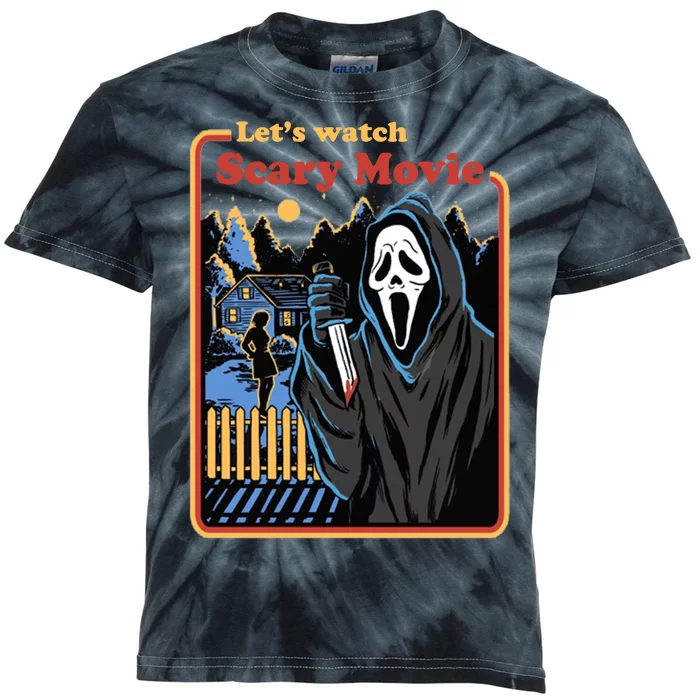 Let's Watch A Scary Movie Funny Halloween Kids Tie-Dye T-Shirt