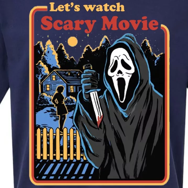 Let's Watch A Scary Movie Funny Halloween Sueded Cloud Jersey T-Shirt