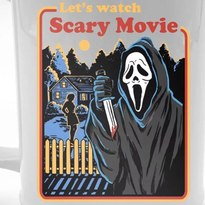 Let's Watch A Scary Movie Funny Halloween Front & Back Beer Stein