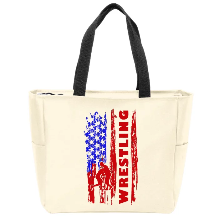 Love Wrestling American Flag Wrestling Coaches Zip Tote Bag