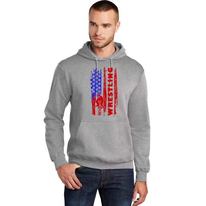 Love Wrestling American Flag Wrestling Coaches Tall Hoodie