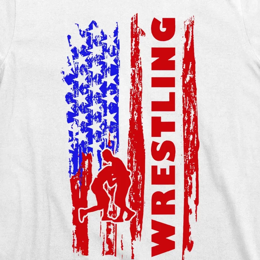 Love Wrestling American Flag Wrestling Coaches T-Shirt