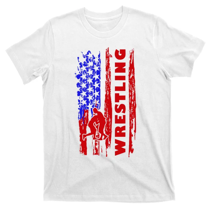 Love Wrestling American Flag Wrestling Coaches T-Shirt