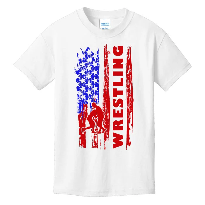 Love Wrestling American Flag Wrestling Coaches Kids T-Shirt