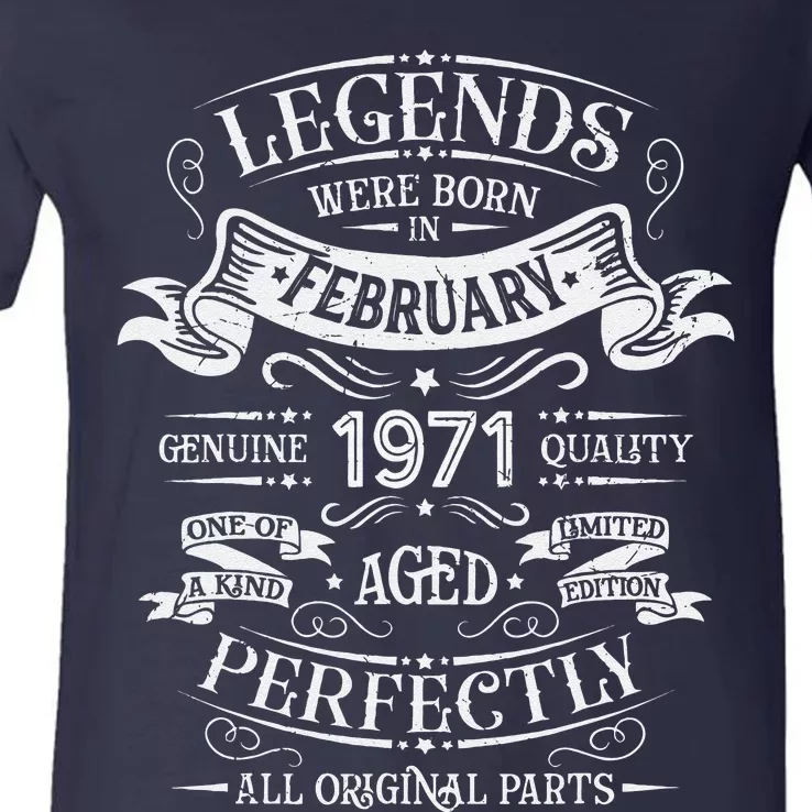 Legends Were Born In February 1971 Birthday Gift V-Neck T-Shirt