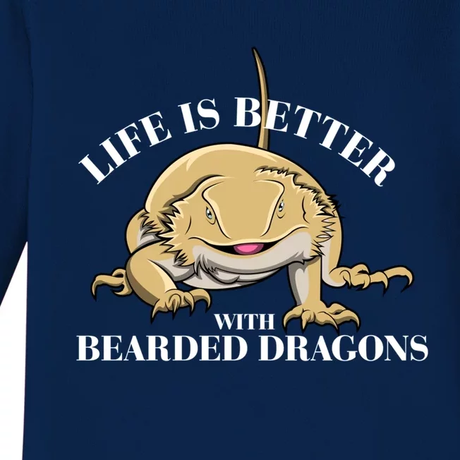 Life With Bearded Dragons Reptiles Lizard Gift Baby Long Sleeve Bodysuit