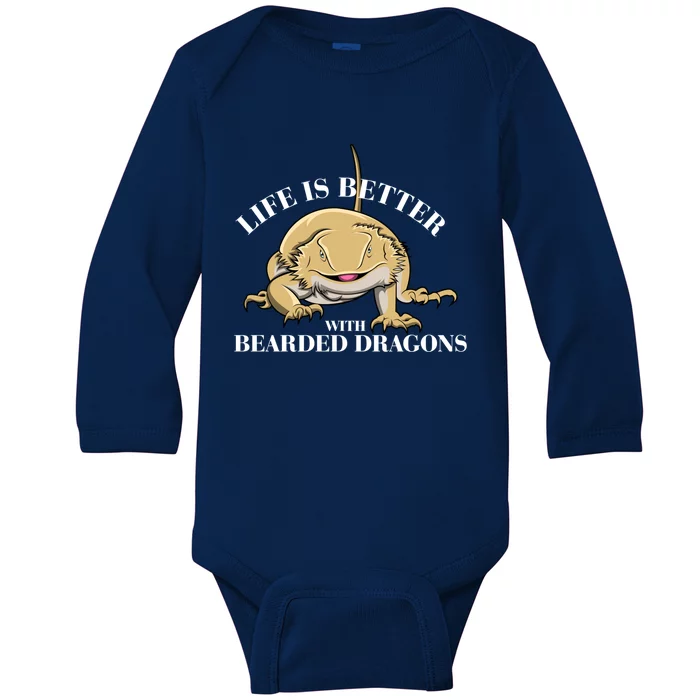 Life With Bearded Dragons Reptiles Lizard Gift Baby Long Sleeve Bodysuit