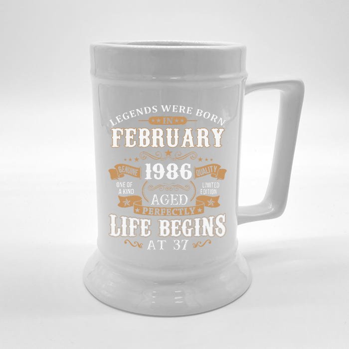 Legends Were Born In February 1986 37th Birthday Front & Back Beer Stein