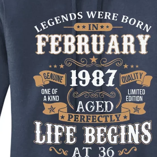 Legends Were Born In February 1987 36th Birthday Women's Pullover Hoodie