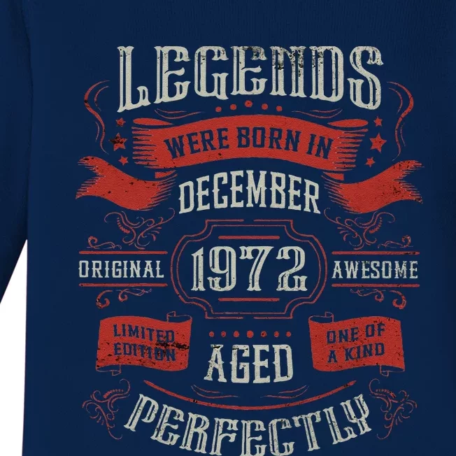 Legends Were Born In December 1972 Birthday Baby Long Sleeve Bodysuit