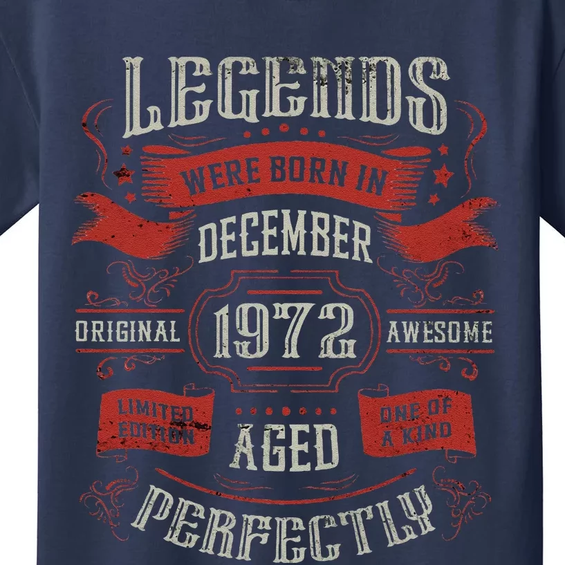 Legends Were Born In December 1972 Birthday Kids T-Shirt