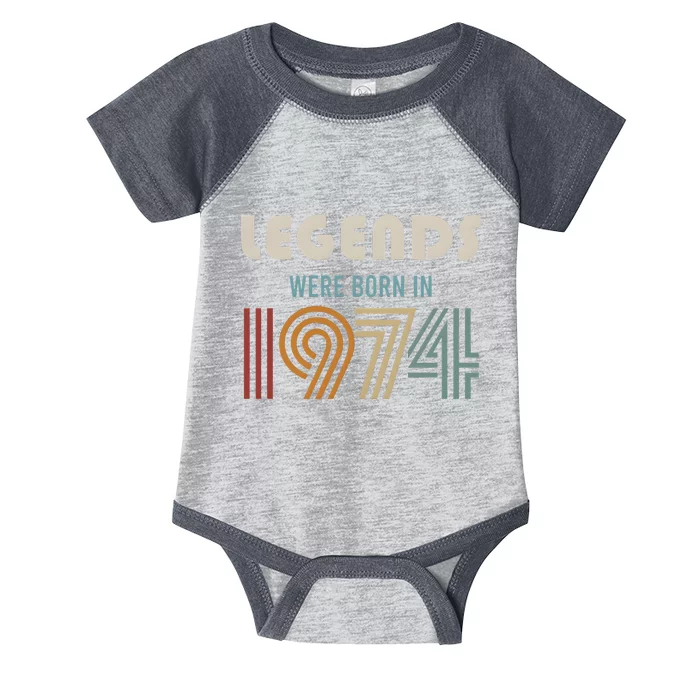 Legends Were Born In 1974 50th Birthday Infant Baby Jersey Bodysuit