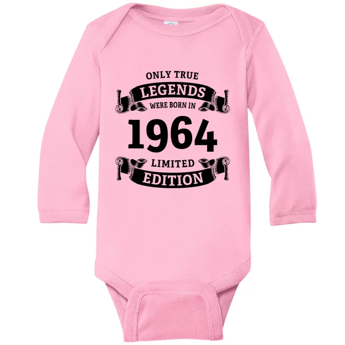 Legends Were Born In 1964 Vintage 60th Birthday 60 Years Old Baby Long Sleeve Bodysuit