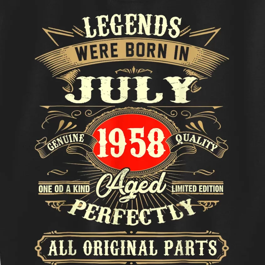 Legends Were Born In July 1958 65th Birthday Gifts Kids Sweatshirt