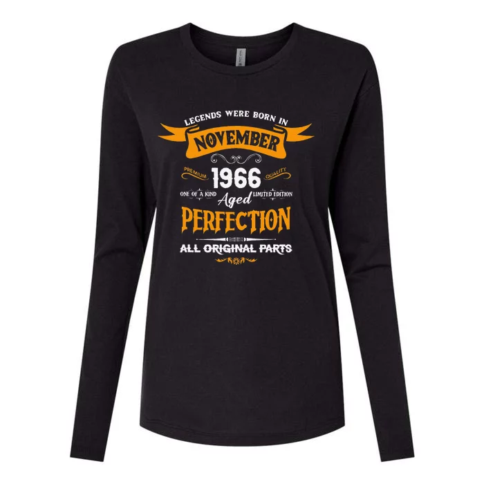 Legends Were Born In November 1966 – Happy Birthday Womens Cotton Relaxed Long Sleeve T-Shirt