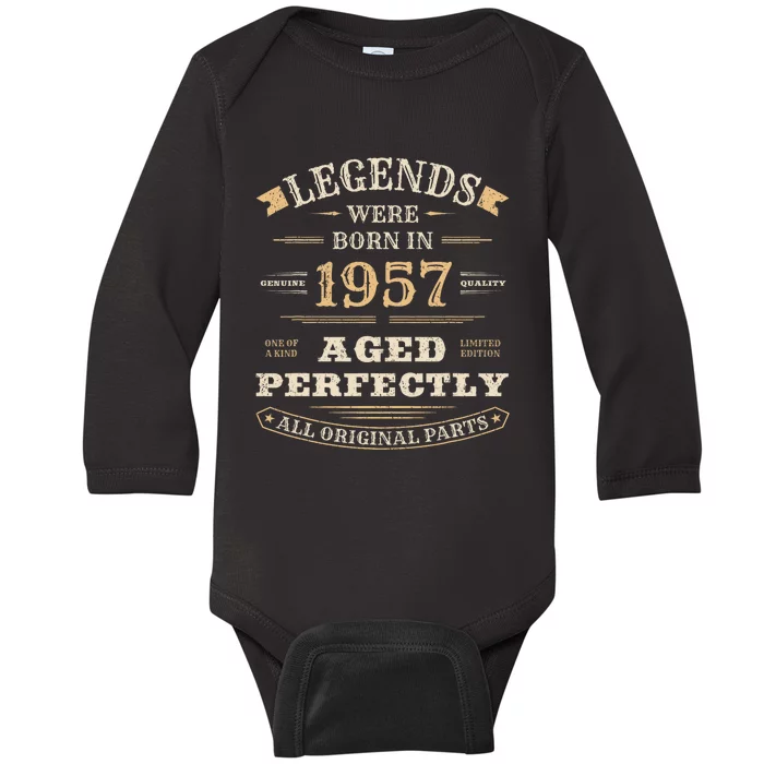 Legends Were Born In 1957 67th Birthday Gift Turning 67 Years Old Baby Long Sleeve Bodysuit