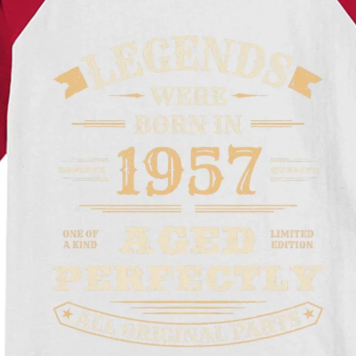 Legends Were Born In 1957 67th Birthday Gift Turning 67 Years Old Kids Colorblock Raglan Jersey