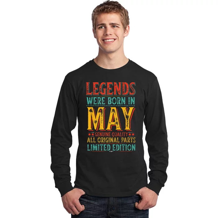 Legends were Born in May Retro Original Parts Birthday Tall Long Sleeve T-Shirt