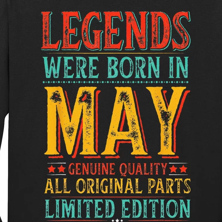 Legends were Born in May Retro Original Parts Birthday Tall Long Sleeve T-Shirt