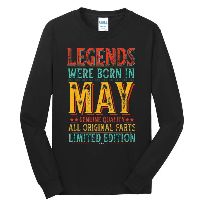 Legends were Born in May Retro Original Parts Birthday Tall Long Sleeve T-Shirt