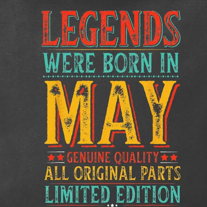 Legends were Born in May Retro Original Parts Birthday Zip Tote Bag