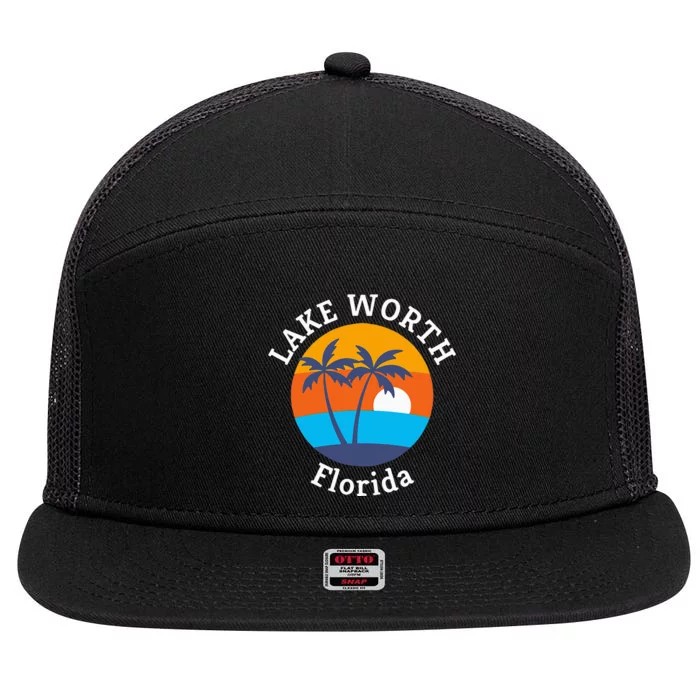 Lake Worth Beach Florida Summer Vacation Souvenir 7 Panel Mesh Trucker Snapback Hat