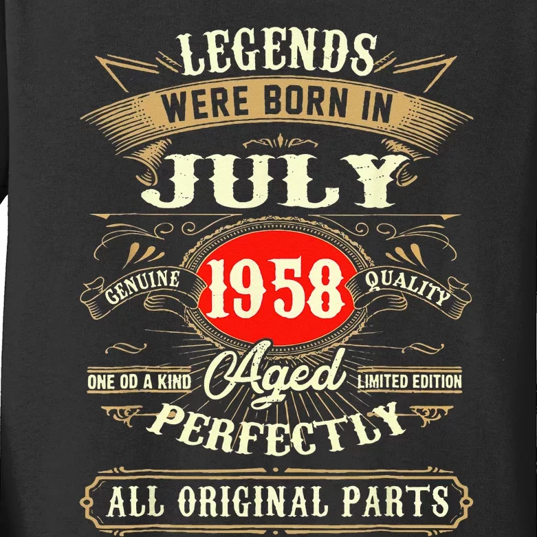 Legends Were Born In July 1958 65th Birthday Gifts Kids Long Sleeve Shirt