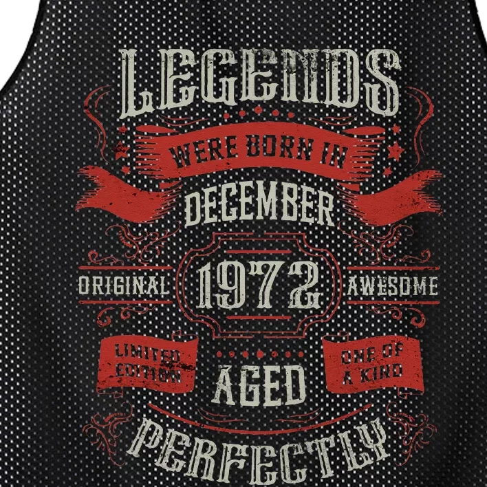 Legends were born in December 1972 Birthday Mesh Reversible Basketball Jersey Tank