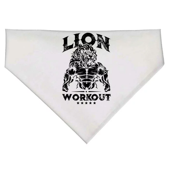 Lion Workout Beast Muscles Motivation Fitness Gym Quote Gift USA-Made Doggie Bandana