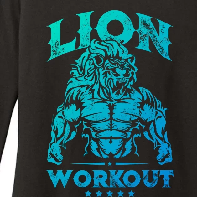 Lion Workout Beast Muscles Motivation Fitness Gym Quote Gift Womens CVC Long Sleeve Shirt