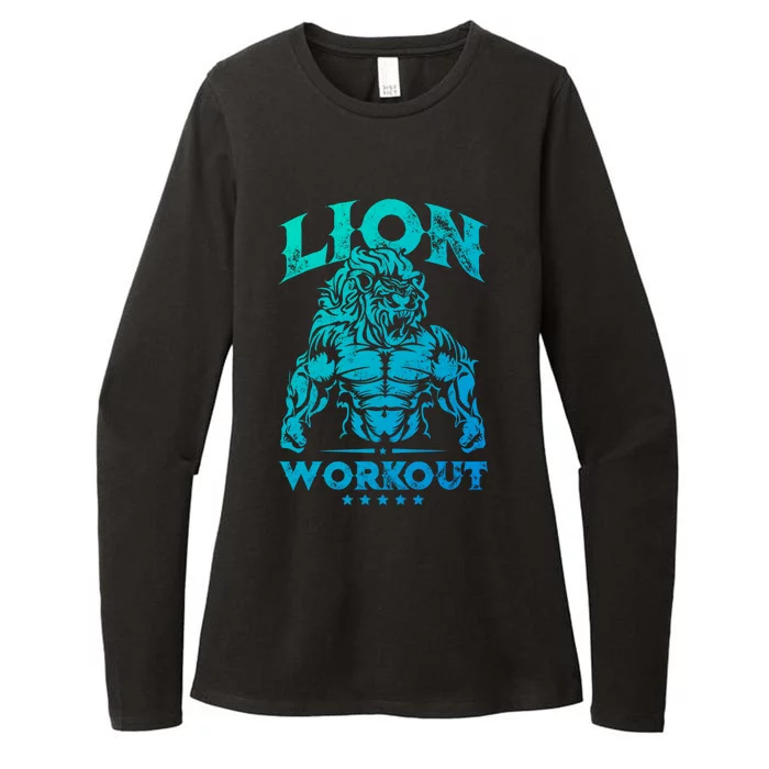 Lion Workout Beast Muscles Motivation Fitness Gym Quote Gift Womens CVC Long Sleeve Shirt