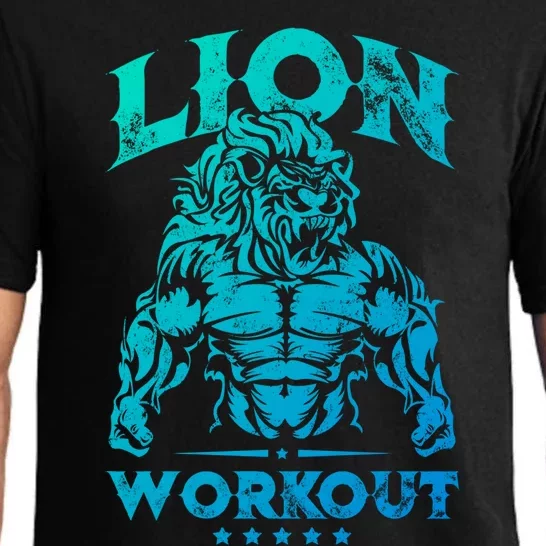 Lion Workout Beast Muscles Motivation Fitness Gym Quote Gift Pajama Set