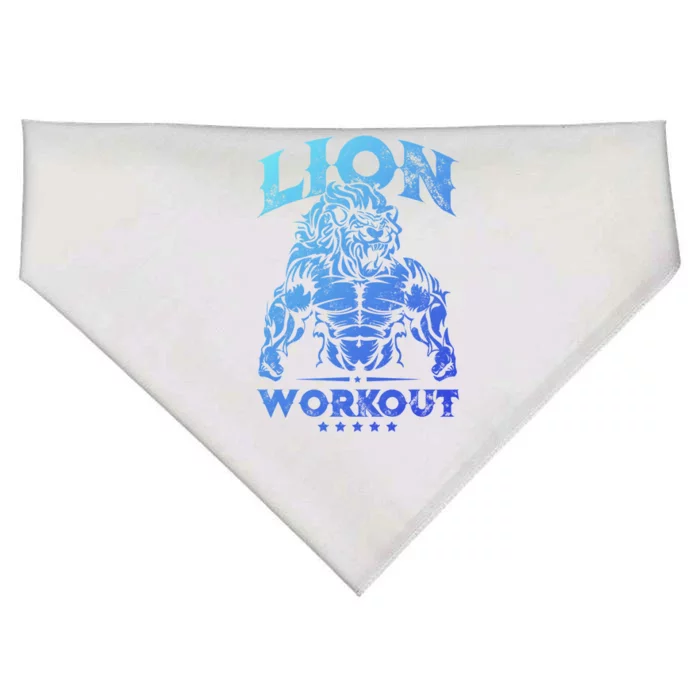 Lion Workout Beast Muscles Motivation Fitness Gym Quote Gift USA-Made Doggie Bandana