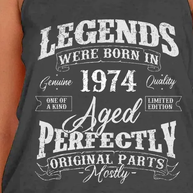 Legends Were Born In 1974 Year Of Birth Birthday Women's Knotted Racerback Tank