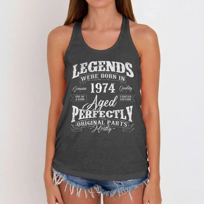 Legends Were Born In 1974 Year Of Birth Birthday Women's Knotted Racerback Tank