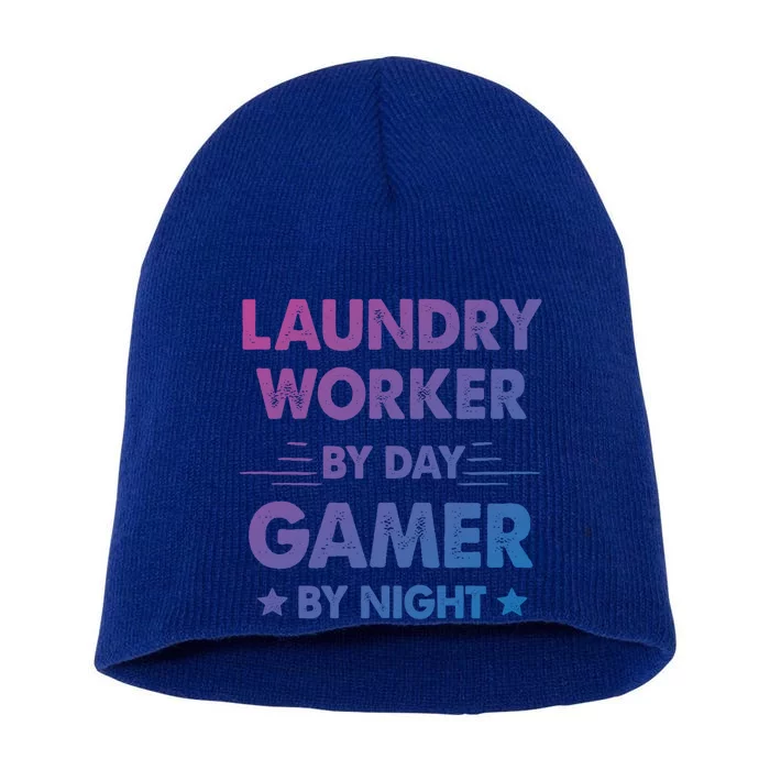 Laundry Worker By Day Gamer By Night Cute Gift Short Acrylic Beanie