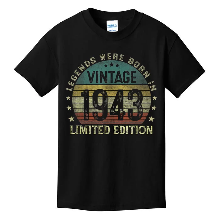 Legends Were Born In 1943 80 Year Old Gifts 80th Birthday Kids T-Shirt