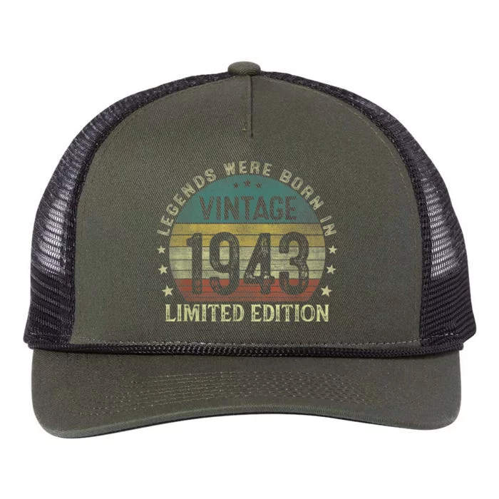 Legends Were Born In 1943 80 Year Old Gifts 80th Birthday Retro Rope Trucker Hat Cap