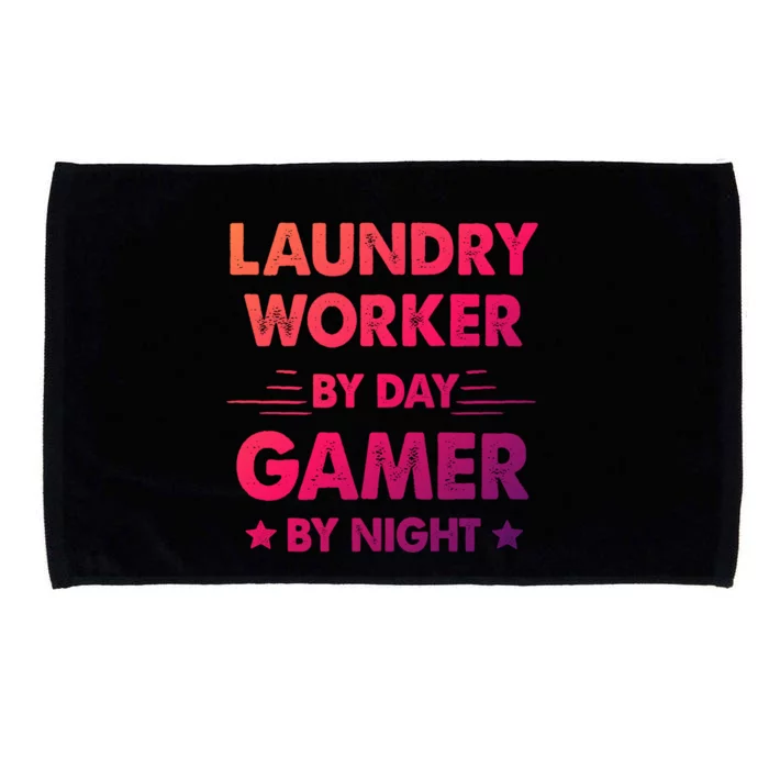 Laundry Worker By Day Gamer By Night Cute Gift Microfiber Hand Towel