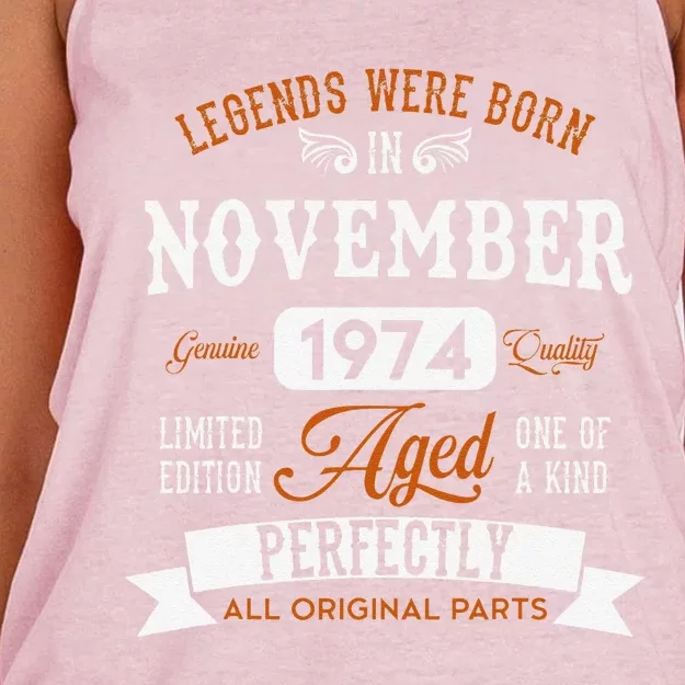 Legendary Were Born In November 1974 – Happy Birthday Women's Knotted Racerback Tank