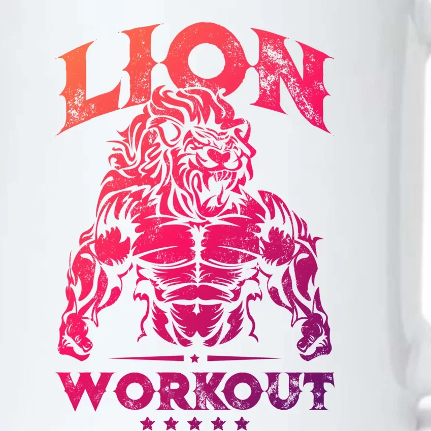 Lion Workout Beast Muscles Motivation Fitness Gym Quote Gift Black Color Changing Mug