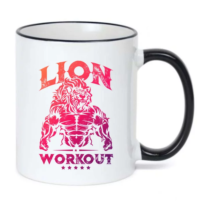 Lion Workout Beast Muscles Motivation Fitness Gym Quote Gift Black Color Changing Mug