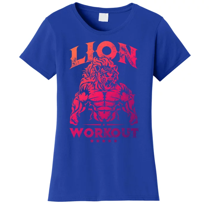 Lion Workout Beast Muscles Motivation Fitness Gym Quote Gift Women's T-Shirt