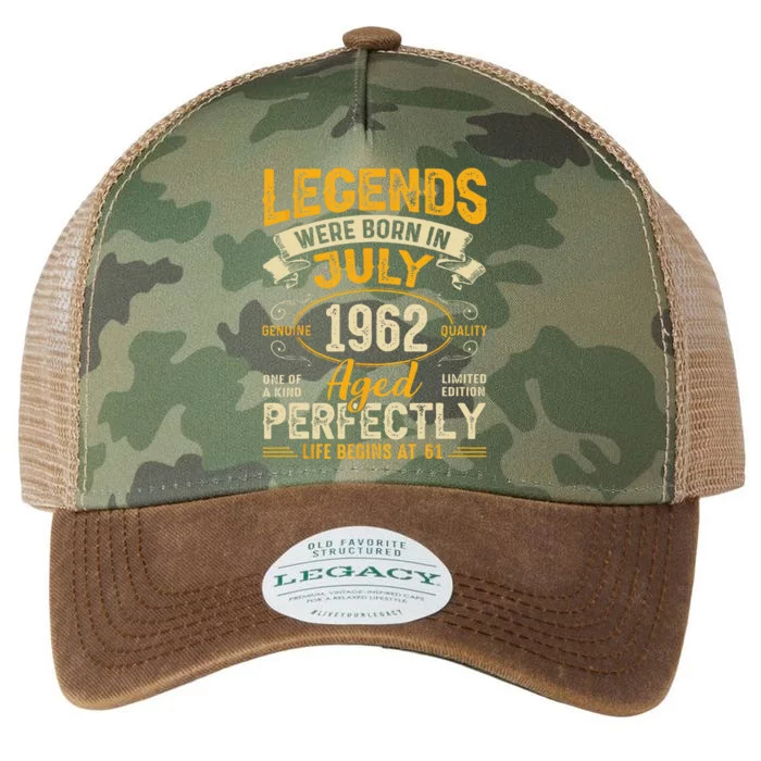 Legends Were Born In July 1962 61st Birthday Legacy Tie Dye Trucker Hat