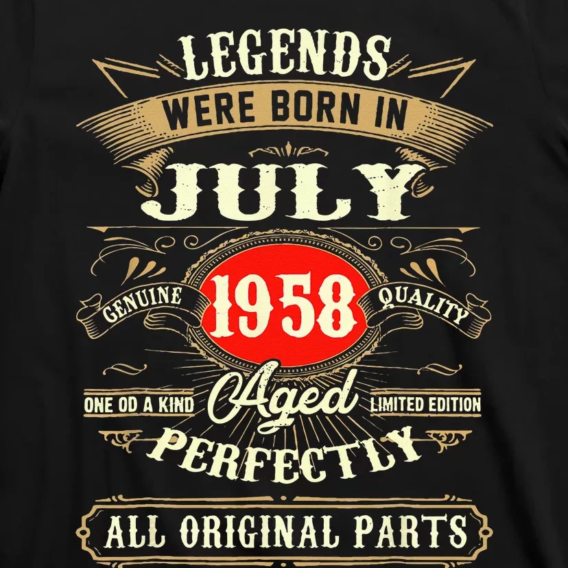 Legends Were Born In July 1958 65th Birthday Gifts T-Shirt