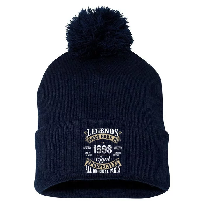 Legends Were Born In 1998 Aged Perfectly Birthday Pom Pom 12in Knit Beanie