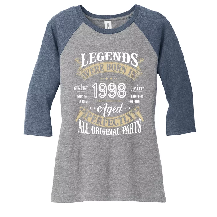 Legends Were Born In 1998 Aged Perfectly Birthday Women's Tri-Blend 3/4-Sleeve Raglan Shirt